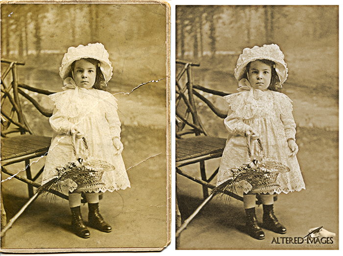 photoraph restoration of  young victorian girl